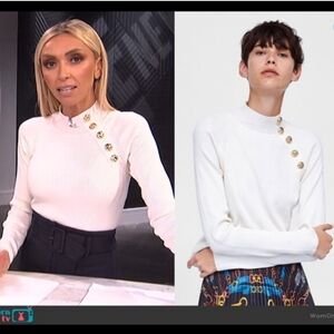 Zara sweater White With Gold Buttons